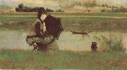 Federico zandomeneghi Fishing on the senie oil painting artist